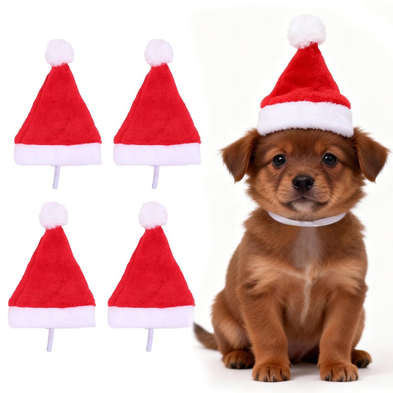 Yahpetes Dog Cat Pet Santa Hat Christmas Santa Claus 4 Pcs Pet Christmas Hats 5.5"X7.8" Dog Costume for Puppy Kitten Small Cats Dogs Pets - Image 1